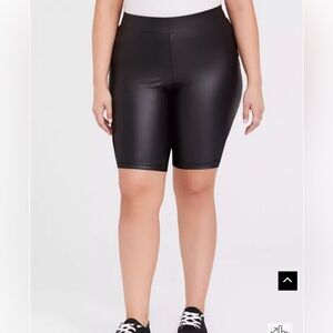 Black Faux Leather Bike Short